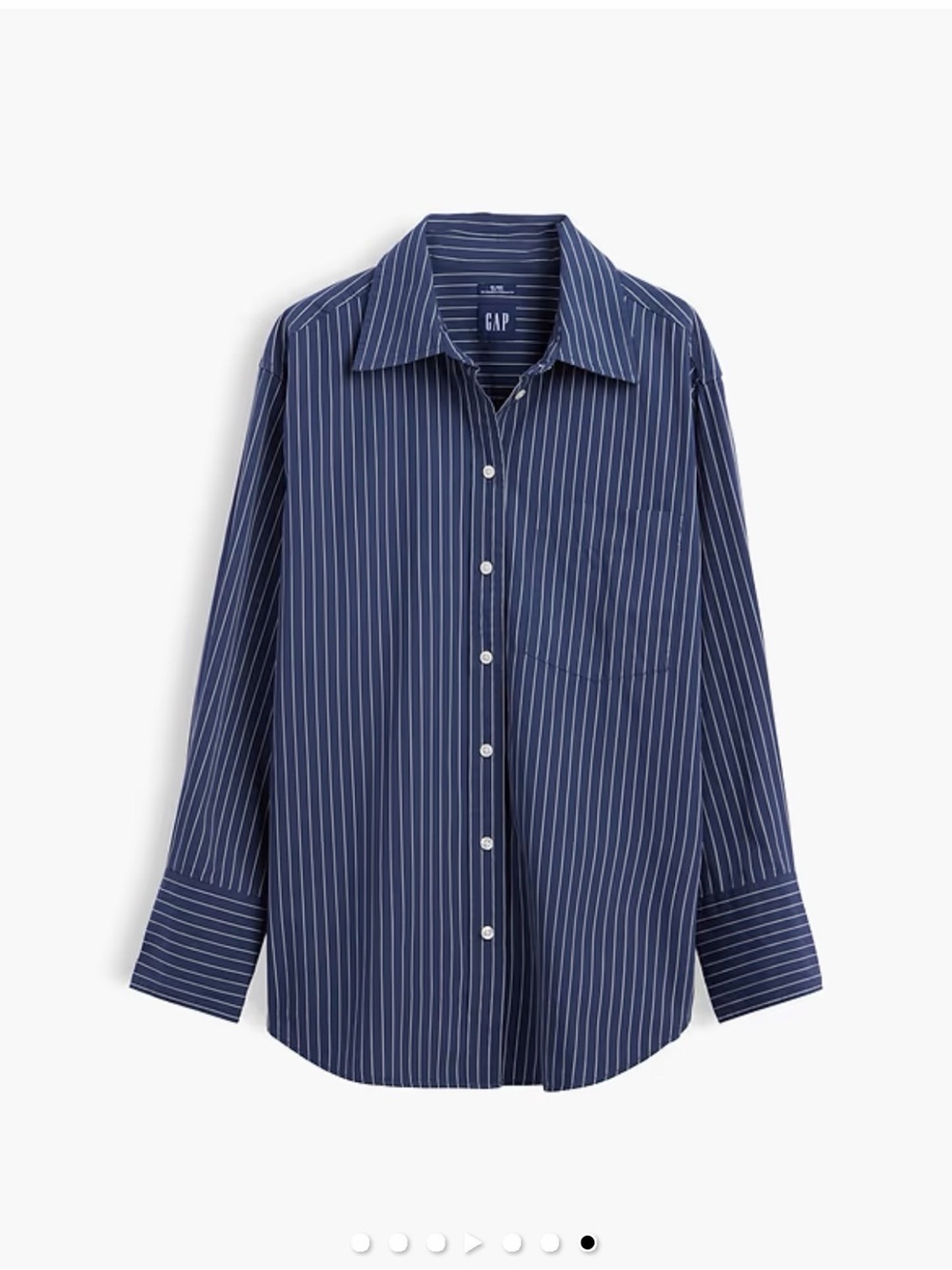 GAP Organic Cotton Poplin Big Shirt Navy Blue Pinstriped Button-Down Shirt